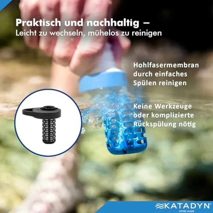 Katadyn BeFree AC Wasserflasche, 0,7L mit 2-Stufen-Filtersystem, Blau – Bild 7