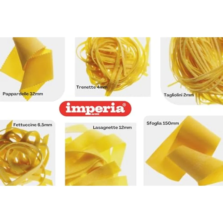Imperia La Fabbrica della Pasta Gourmet, Geschenkset mit eleganter Holzkistenverpackung, manuelle Nudelherstellung für Lasagne, Spaghetti, Tagliatelle und Tagliatelline aus Edelstahl, hergestellt in Italien – Bild 4