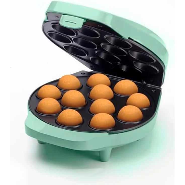 Bestron DCPM12M Cake-Pop-Maker, Cookie Maker, 700W, stufenlos regelbar, Backampel, wärmeisolierter Griff, mint – Bild 2