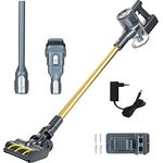 Genius Invictus X8 Akku Staubsauger, Handstaubsauger kabellos Wechselakku 3 Fach HEPA Filter beutellos gegen Tierhaare Viren Bakterien motorisierter Elektrobürste mit LED, 200 Watt| Set 12-TLG.