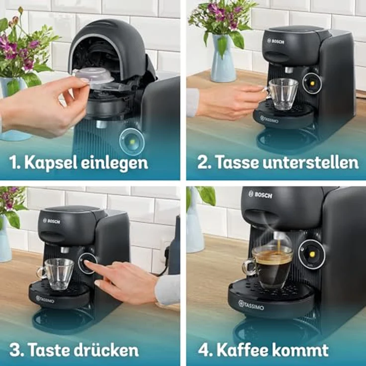 TASSIMO Kapselmaschine finesse friendly TAS162E, intensiverer Kaffee auf Knopfdruck, One-Touch Bedienung, über 70 Getränke, nachhaltig, schwarz/schwarz – Bild 5