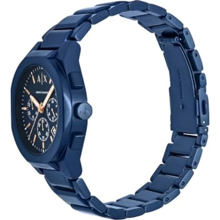 Armani Exchange Herrenuhr AX2711, Quarz-Chronograph mit 42 mm Gehäusegröße, blauem Edelstahlarmband, kratzfestem Mineralglas, wasserdicht bis 50 m – Bild 2