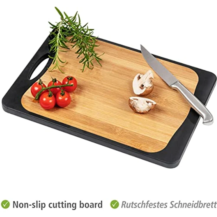 Schneidebrett Kombi Schwarz 33 x 23 cm, mit Griff und Saftrille – Bild 4