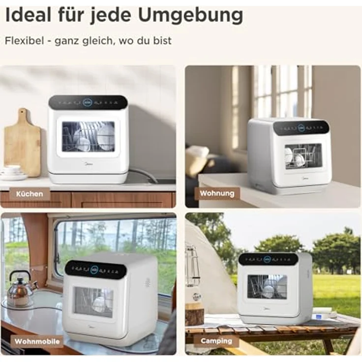 Midea MDWMT0305EW-WE, Kompaktgeschirrspüler in Weiß mit 3 Maßgedecken, 7 Programmen und LED-Bedienung – Bild 6