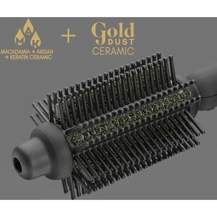 Diva Pro Styling Precious Metals Gold Dust Hot Brush, für volles Volumen und Locken, mit einstellbarer Temperatur und goldener Keramikkonstruktion – Bild 3