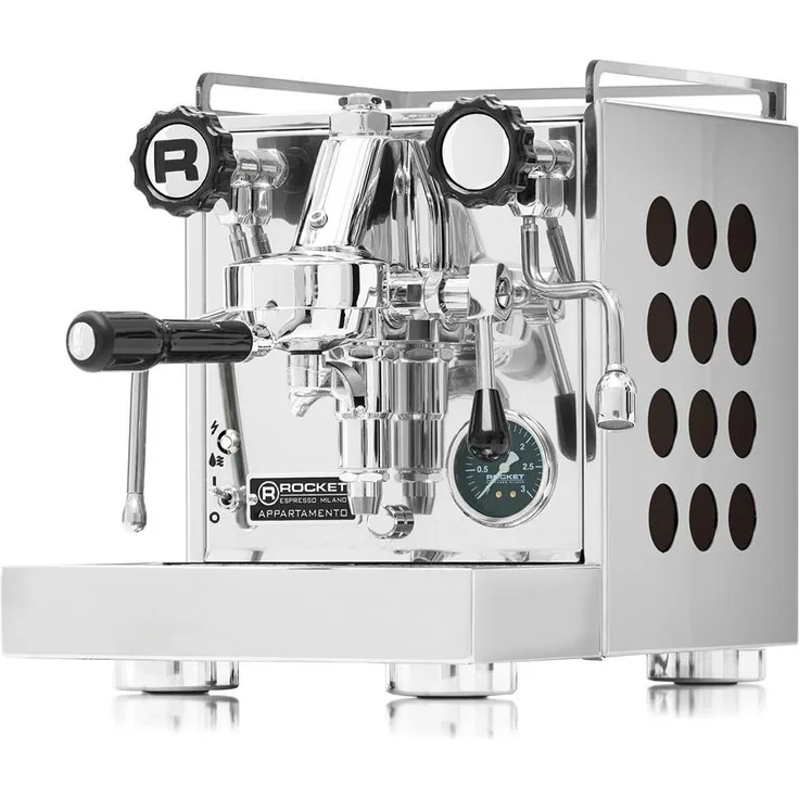 Rocket Appartamento 2.0 Classic, Siebträgermaschine aus Edelstahl in Schwarz und Silber