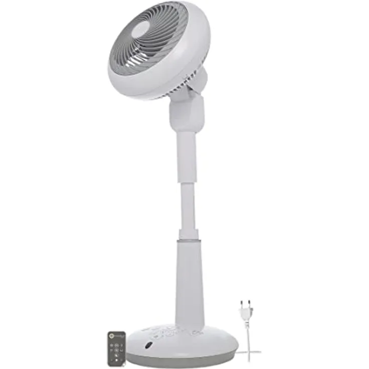 Woozoo, Ultra starker & leiser Standventilator, 37m², Reichweite 31m, Multidirektionale Oszillation, Fernbedienung, DC-Motor, Wohnzimmer - Woozoo STF-DC15T - Weiß