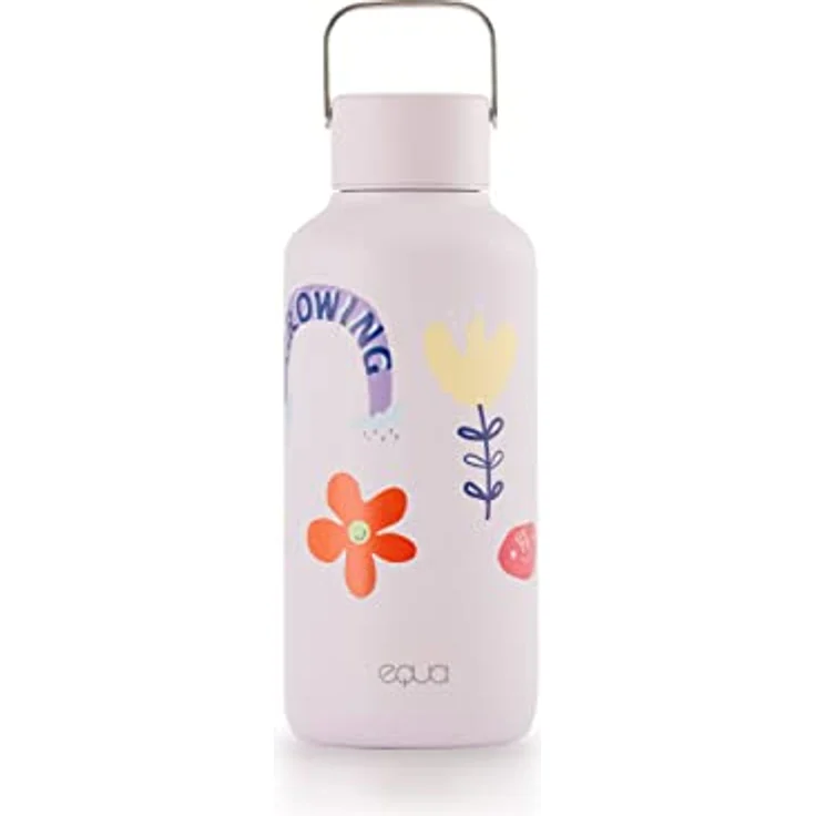 equa Trinkflasche Timeless FLWR, 600 ml Edelstahl, extra leicht und robust im schlichten Design – Bild 1