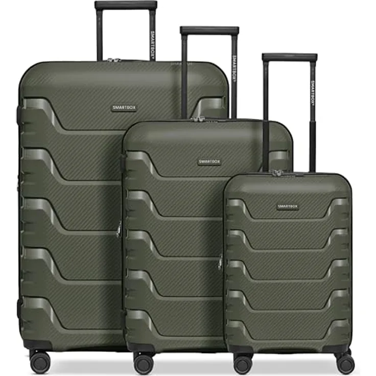 SMARTBOX Hartschalen Koffer-Set 3-teilig | erweiterbar um 3 cm | aus Polypropylen | 4 Doppelrollen & TSA-Schloss | Damen & Herren (Edition 01)