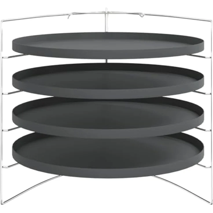 vidaXL Pizzablech Set mit Gestell, 4er Pack, Ø 28 cm, Stahl, Schwarz – Bild 4