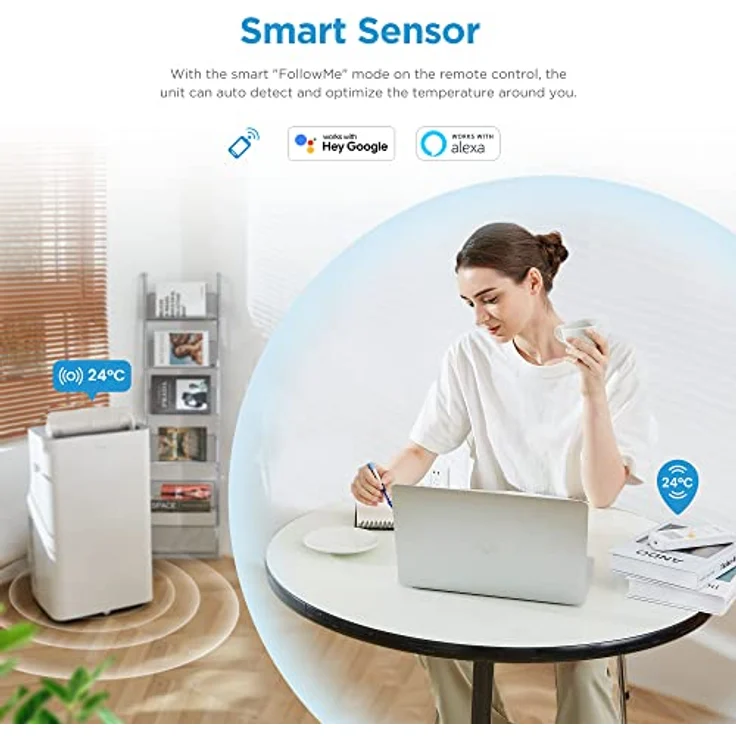 Midea Silent Cool 26 Pro WF Mobiles Klimagerät, 2,6 kW Kühlleistung, App-Steuerung, für Räume bis 80 m³, weiß – Bild 4