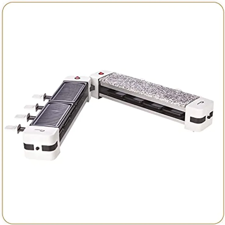 LITTLE BALANCE 8502 Wing & Cheese Duo 1200 Raclette aus Stein, 360° drehbar, 8 Personen, 1200 W, Weiß