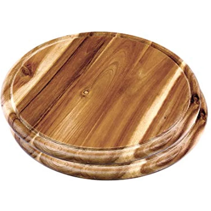 Kesper 2 Stück Fleischteller aus Akazienholz, FSC-zertifiziert, rund, mit Saftrinne, Ø 30 x 1,5 cm