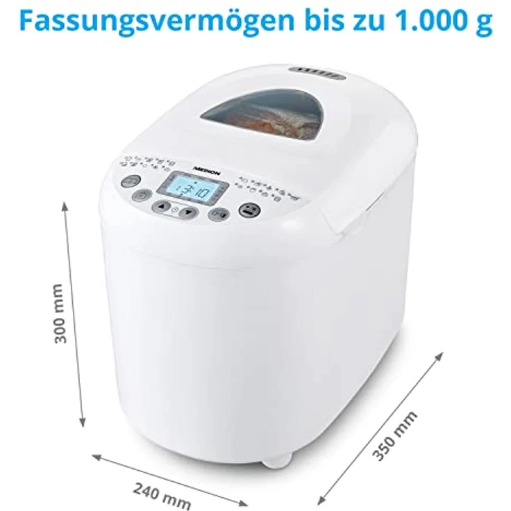 MEDION Brotbackautomat (Brotbackmaschine, 550 Watt, bis zu 1000g, 19 Backprogramme, 3 Bräunungsgrade, Warmhaltefunktion, Zeitvorwahl MD 11011) – Bild 3