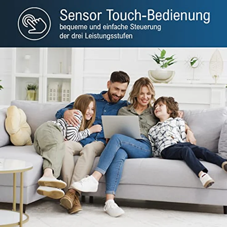 ProfiCare PC-LR 3075 Luftreiniger für Räume bis zu 20m², EPA-Filter, 2 Filterstufen, 3 Leistungsstufen, Sensor Touch-Bedienung, weiß – Bild 3