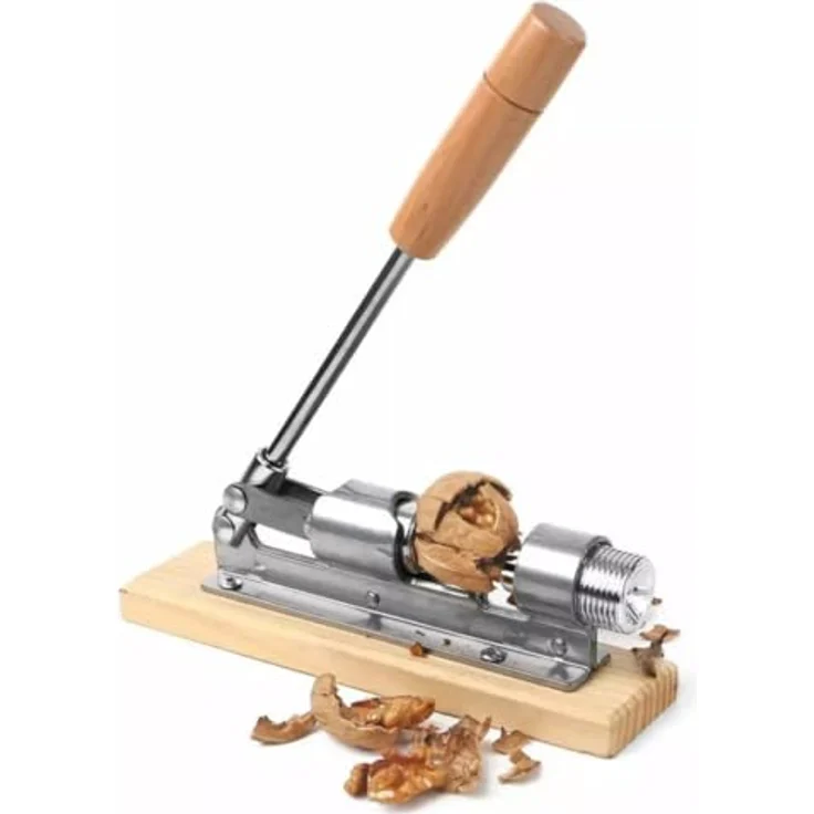 King Hoff Nussknacker CH6015, Retro-Design, kraftsparender Hebel-Nussknacker aus Holz und Metall für Walnüsse, natur – Bild 2