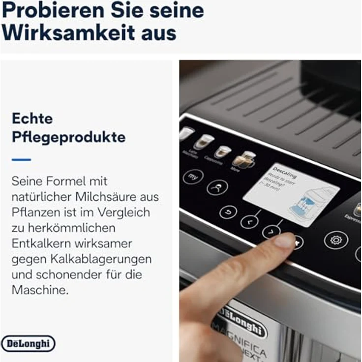 De'Longhi Original EcoDecalk DLSC502 Entkalker für Kaffeemaschinen, 2x500ml, natürliche Rohstoffe, für 10 Entkalkungsvorgänge, Weiß – Bild 4