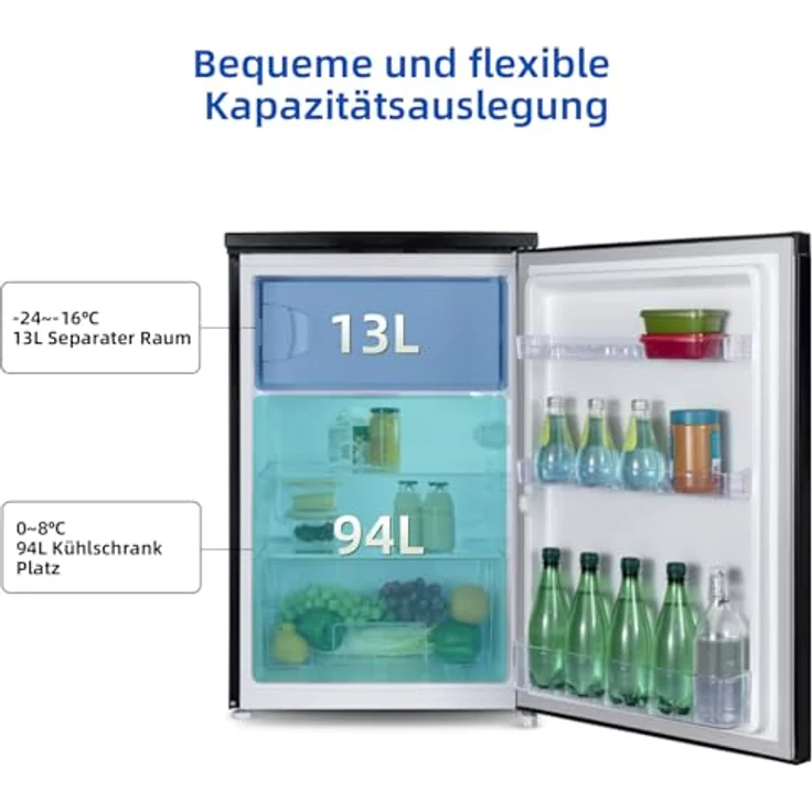 CHIQ 107 Liter Kühlschrank, Schwarz, Mikro-Gefrierfach, Vario Box, Geräuscharm, 12 Jahre Garantie auf den Kompressor - Preisvergleich – Bild 3