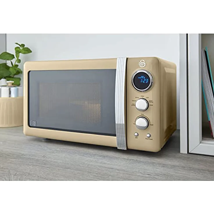 Swan STRP2070CNEU Retro Frühstücksset, Wasserkocher 1,8 L, 2-Scheiben Toaster, Mikrowelle 20 L in Creme mit automatischer Zentrierung und Überhitzungsschutz – Bild 6
