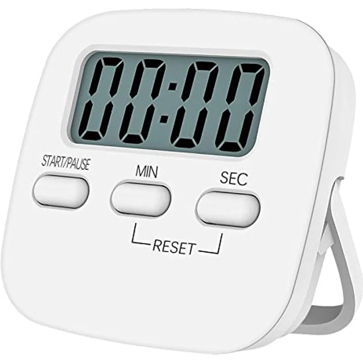 NIAGUOJI Küchentimer mit großem LCD-Display, digitaler Küchentimer zum Kochen, magnetische Stoppuhr, Timer mit lautem Wecker, Eieruhr, weiß – Bild 1