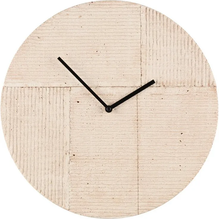 4LIVING Zementuhr ALEX, minimalistisches geräuschloses Design, 36,5 cm, beige