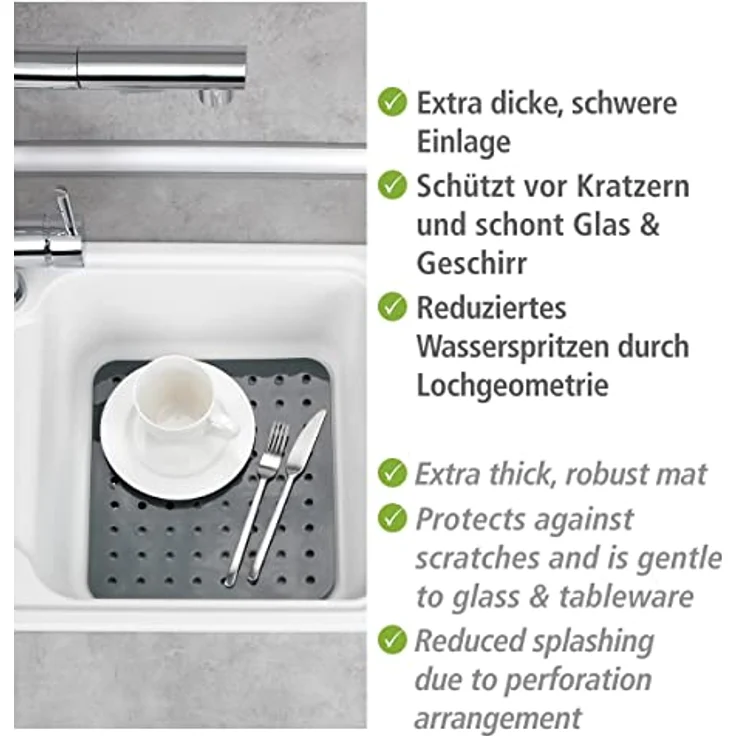 WENKO Spülbeckeneinlage Kristall Eckig Grau – Bild 3