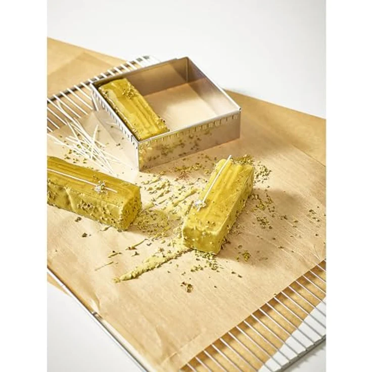 de Buyer Patisserie Rahmen, erweiterbarer Backrahmen aus Feder-Edelstahl, quadratisch 30-57 cm, wasserdicht, Silber – Bild 1