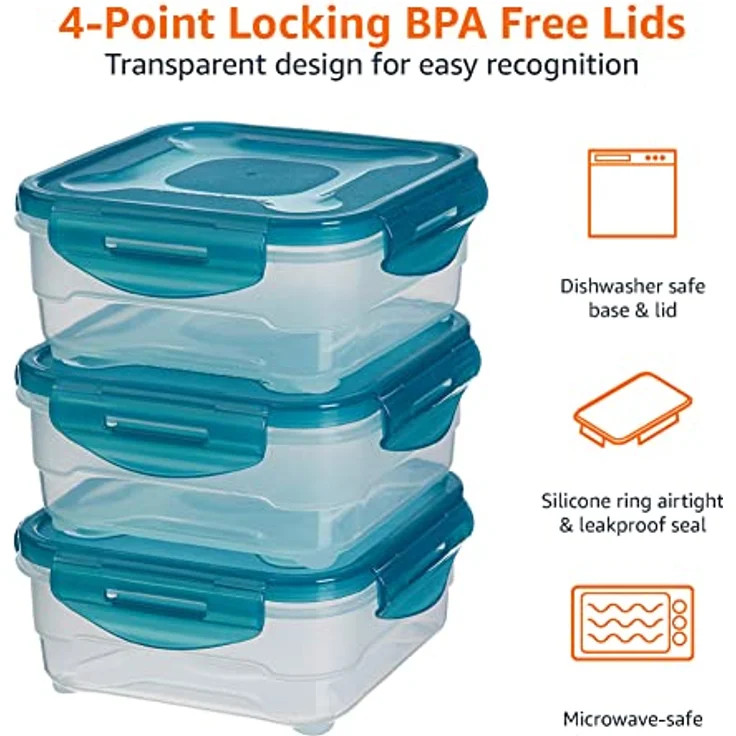 AmazonBasics 6pc Airtight Food Storage Containers Set, 3 x 0.8 Liter – Bild 3