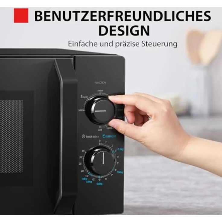 Toshiba MW2-MG20PFBK Mikrowelle mit Grill, Standgerät, 800 Watt, 20 Liter Garraum, schwarz – Bild 6