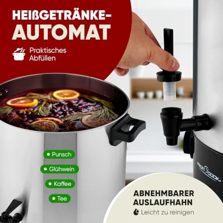 ProfiCook Einkoch- und Heißgetränkeautomat PC-EKA 1283, 2in1 Heißgetränke- & Einkochautomat, 2100W, Edelstahl – Bild 6