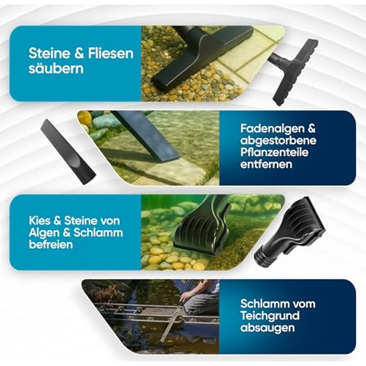 Teicher Teichsauger 1200W, Schlammsauger und Nasssauger mit 35L Behälter, Edelstahl und Kunststoff, IPX4 Schutzart – Bild 3