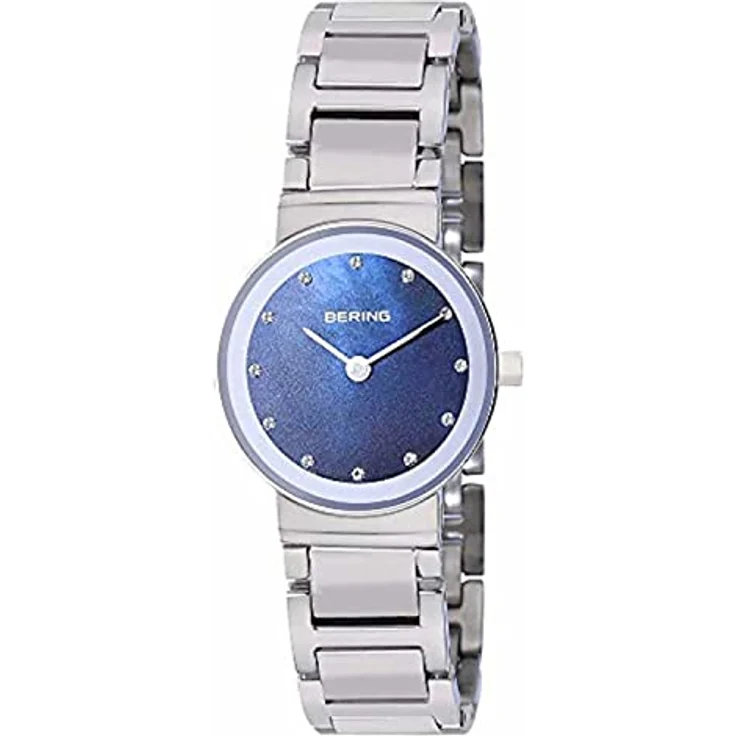 BERING Damen Quarz Uhr 26 mm, silbernes Edelstahlgehäuse mit blauem Zifferblatt, Edelstahlband, 5 ATM, Modell 10126-707 – Bild 3