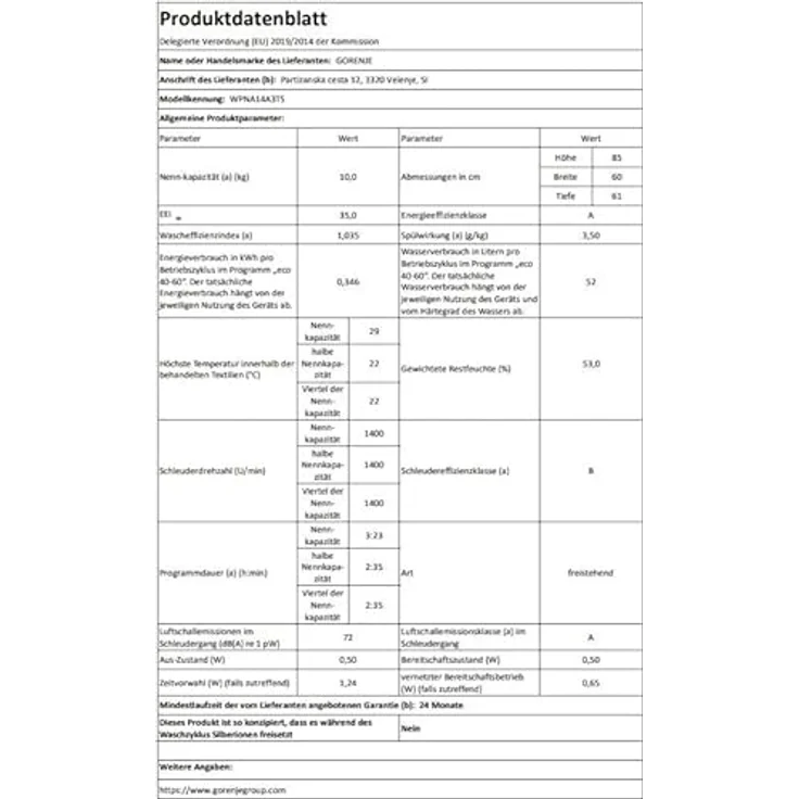 GORENJE WPNA14A3TS, Waschmaschine 10 kg, 1400 U/min, WLAN, AquaStop, Weiß-Silber – Bild 14