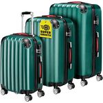 Monzana 3tlg. Kofferset Hartschalen Koffer M-L-XL Gel-Griffe 4 Rollen Kantenschutz Schloss Standfüße Trolley Rollkoffer Reisekoffer Grün