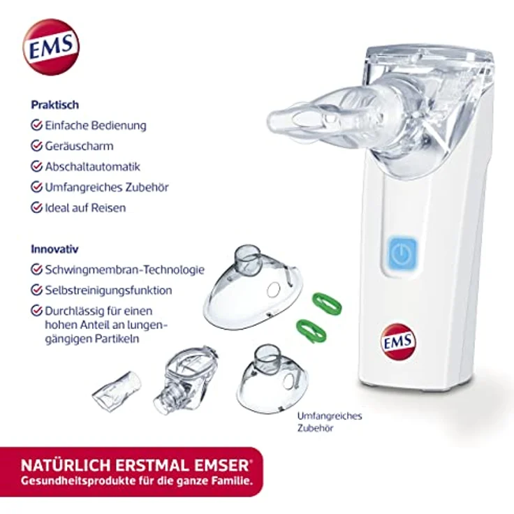 Emser Inhalator Compact – Portables, einfach anwendbares Inhalationsgerät für Kinder und Erwachsene – Bei akuten oder chronischen Atemwegserkrankungen – Bild 2
