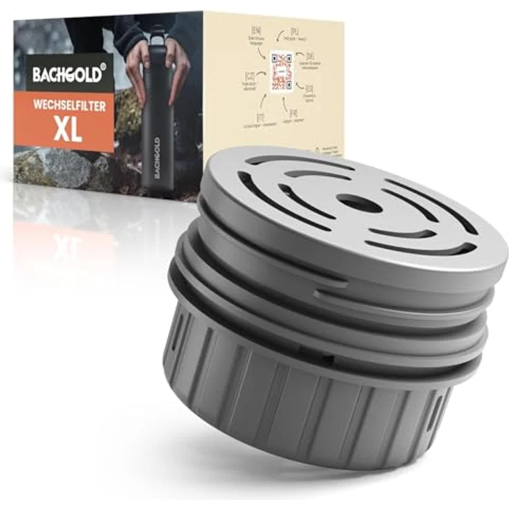 BACHGOLD® Wasserfilter Outdoor Wechselfilter XL, 2000L Kapazität, entfernt 99,99% Bakterien, filtert Viren, Partikel & Schwermetalle, Krisensicher – Bild 1