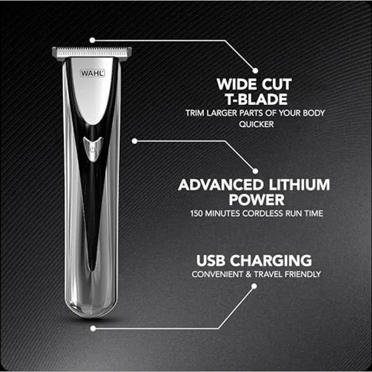 Wahl Elite Groom Multigroomer, 20-teiliges Akku-Körperpflegeset mit T-Klinge, Lithium-Ionen Technologie, Ladestation, USB-Ladung – Bild 3