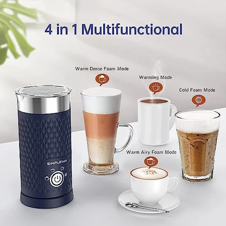 SIMPLETaste Milchaufschäumer 4-in-1, Elektrischer Milchdampfgarer, Automatischer Heiß- und Kaltschaumbereiter, Milchwärmer für Latte, Cappuccino, Macchiato, bis zu 300 ml Kapazität – Bild 3