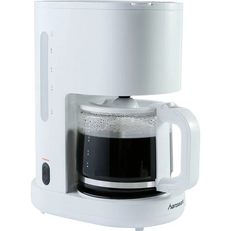 Hanseatic HCM125900WD, Filterkaffeemaschine in Weiß, 1,25l Kaffeekanne, 900 W, Korbfilter 1x4, Brühstopp-Funktion, Warmhalteplatte