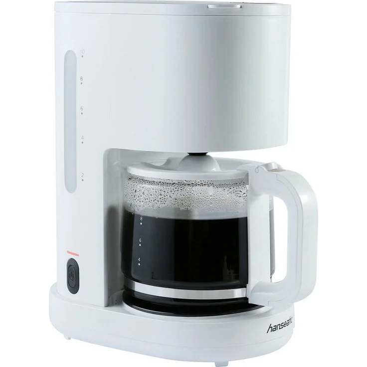 Hanseatic HCM125900WD, Filterkaffeemaschine in Weiß, 1,25l Kaffeekanne, 900 W, Korbfilter 1x4, Brühstopp-Funktion, Warmhalteplatte