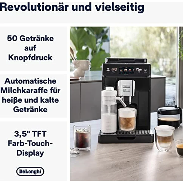 De'Longhi Eletta Explore Cold Brew ECAM452.67.G, Kaffeevollautomat mit LatteCrema Milchsystem, 3,5 Zoll TFT Touchscreen Farbdisplay, Dunkelgrau, inklusive Kaffeekanne – Bild 2