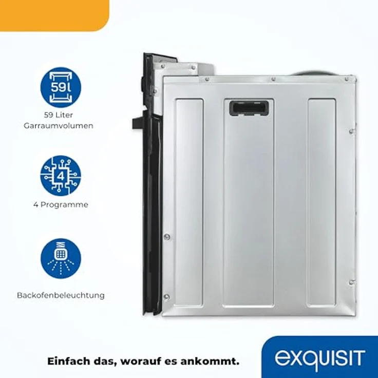 Exquisit Einbaubackofen EBE255-020 schwarz | Energieeffizienzklasse A | 59,0 l Garraum | Einbaubackofen 60 cm – Bild 3