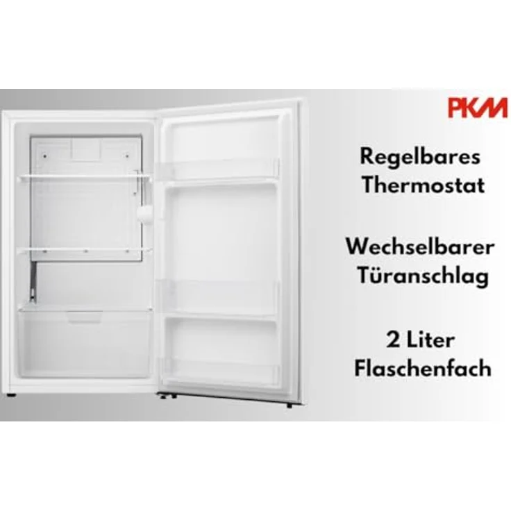 PKM KS94E Vollraumkühlschrank, 92 Liter, Weiß, 2 Liter Flaschenfach, Wechselbarer Türanschlag – Bild 6