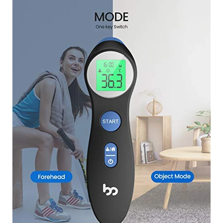 Fieberthermometer für Babys, Kinder und Erwachsene, kontaktloses Stirnthermometer Infrarot Thermometer mit sofortiger genauer Ablesung, Fieberalarm, Schwarz, Lcd – Bild 4
