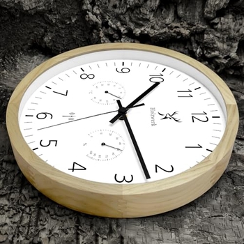 Produktbild von Holzwerk Germany Natur Holz Funkwanduhr Funk Wanduhr Holz-Uhr Vintage Funkuhr