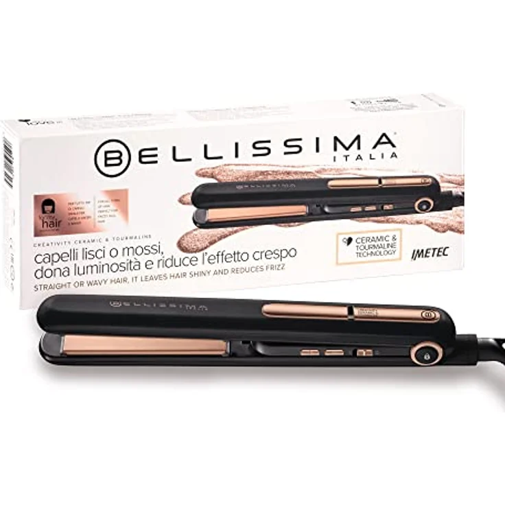 Bellissima Creativity Ceramic & Turmaline, Haarglätter, glattes oder gewelltes Styling, Keramik- und Turmalinbeschichtung, Temperatureinstellung von 150 °C bis 230 °C, schnelles Aufheizen – Bild 1