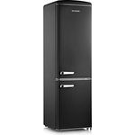 SEVERIN Retro Kühl- & Gefrierkombination RKG 8918, schwarz mit Chrom-Applikationen, LED-Beleuchtung, 244 L Nettovolumen, nur 39 dB