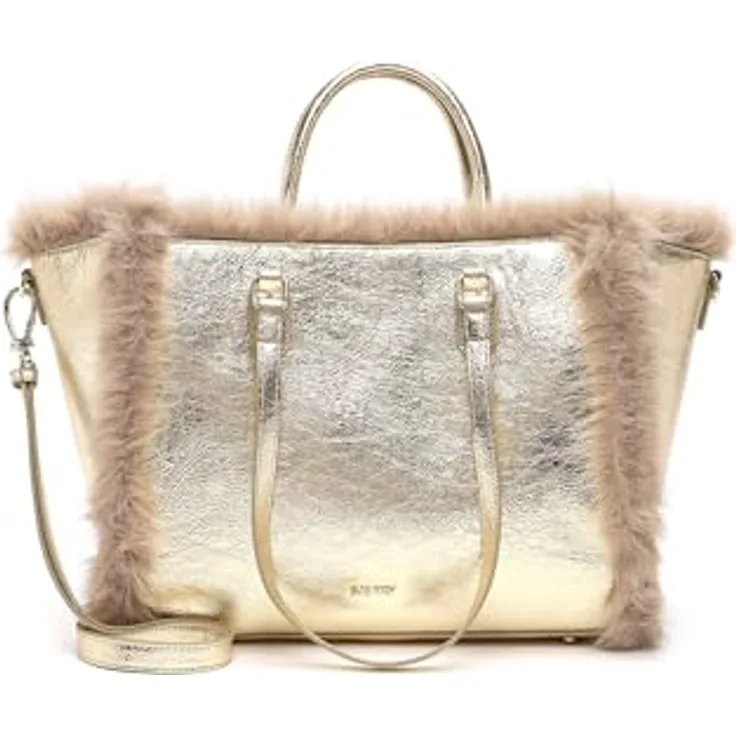 SURI FREY Shopper Cityshopper Set, 2-tlg. in Lightgold & taupe, abnehmbarer Schulterriemen, glänzende Felloptik