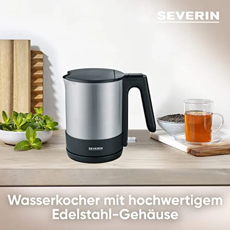 SEVERIN WK 3409 Wasserkocher, 2200, Kunststoff, 1.7 liters, Edelstahl-gebürstet-schwarz – Bild 3