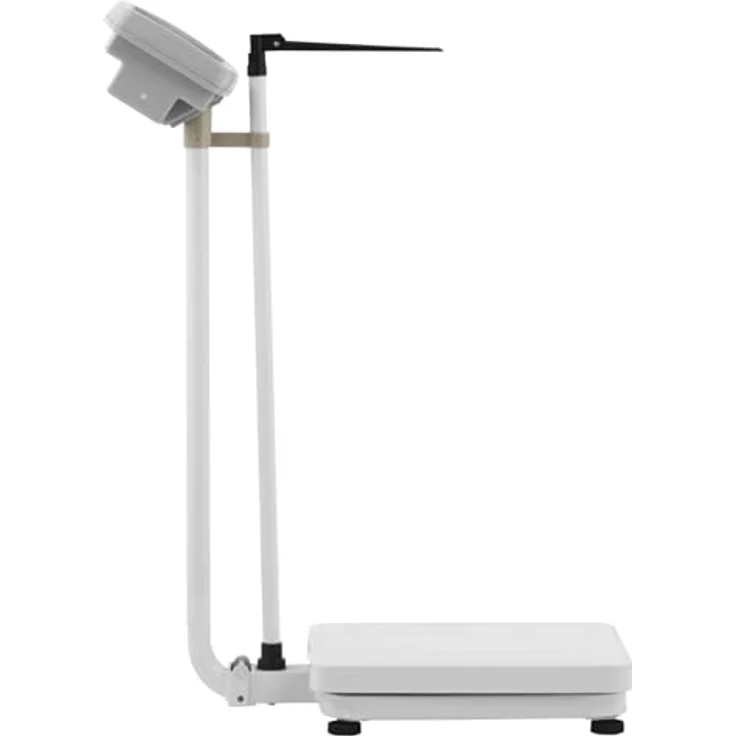 Steinberg Systems Personenwaage digital für Größe und Gewicht 180 kg 50 g genau 2 m Akku- und Netzbetrieb Körperwaage Säulenwaage Waage Arztpraxis, Karbonstahl – Bild 5